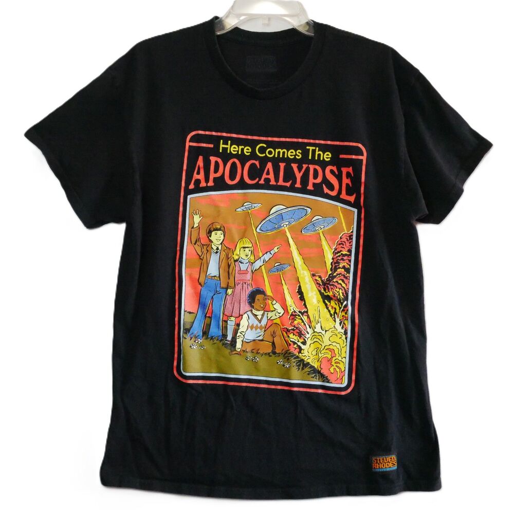 Steven Rhodes "Here Comes the Apocalypse" Adult Size L  T-shirt Black